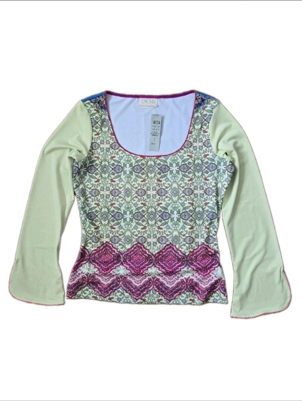 Cache NWT Vintage Boho Top Size 2 Multicolor Beaded Collar Hippie Festival USA